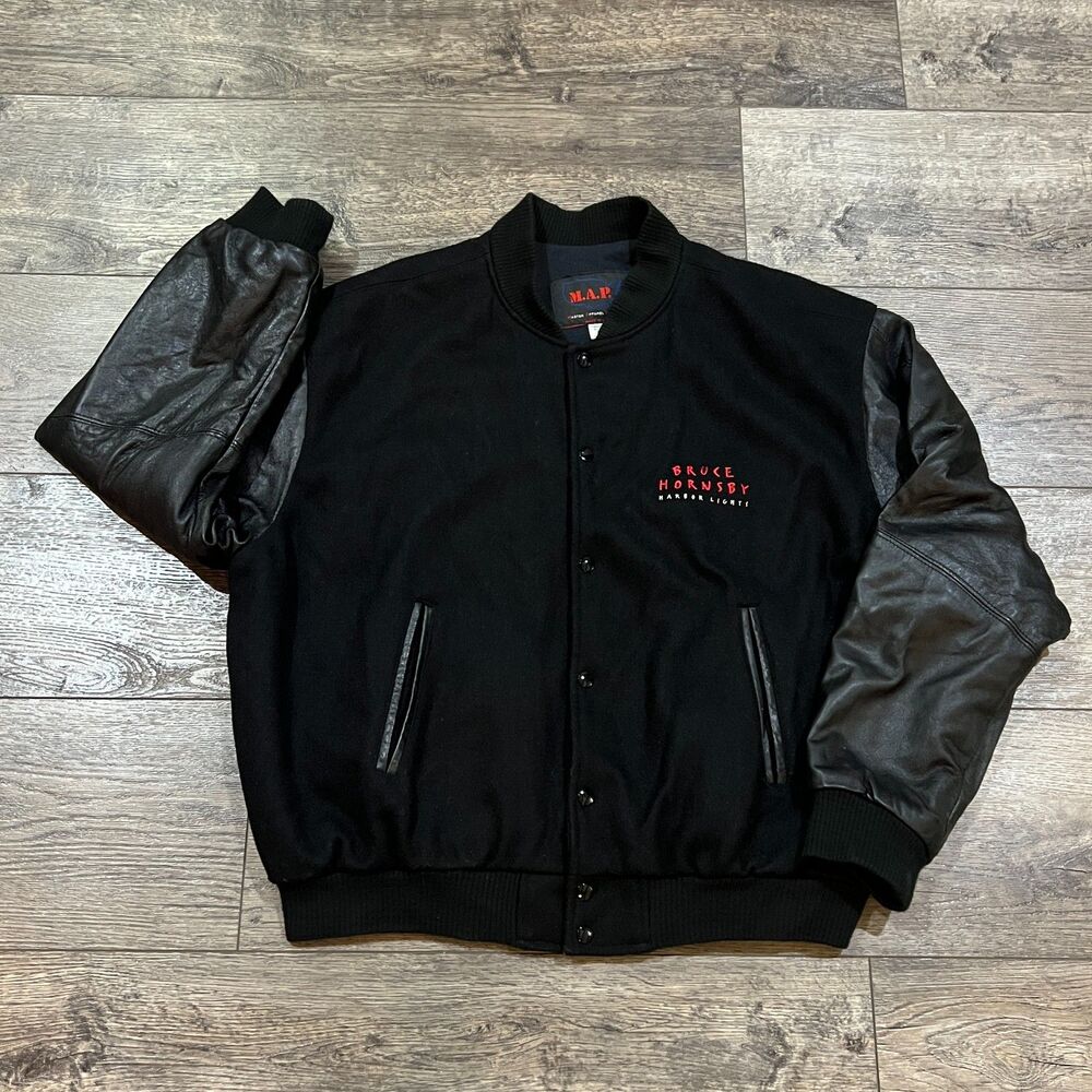 Vintage 1993 Bruce Hornsby Harbor Lights Tour Jacket XL Wool Leather USA Made